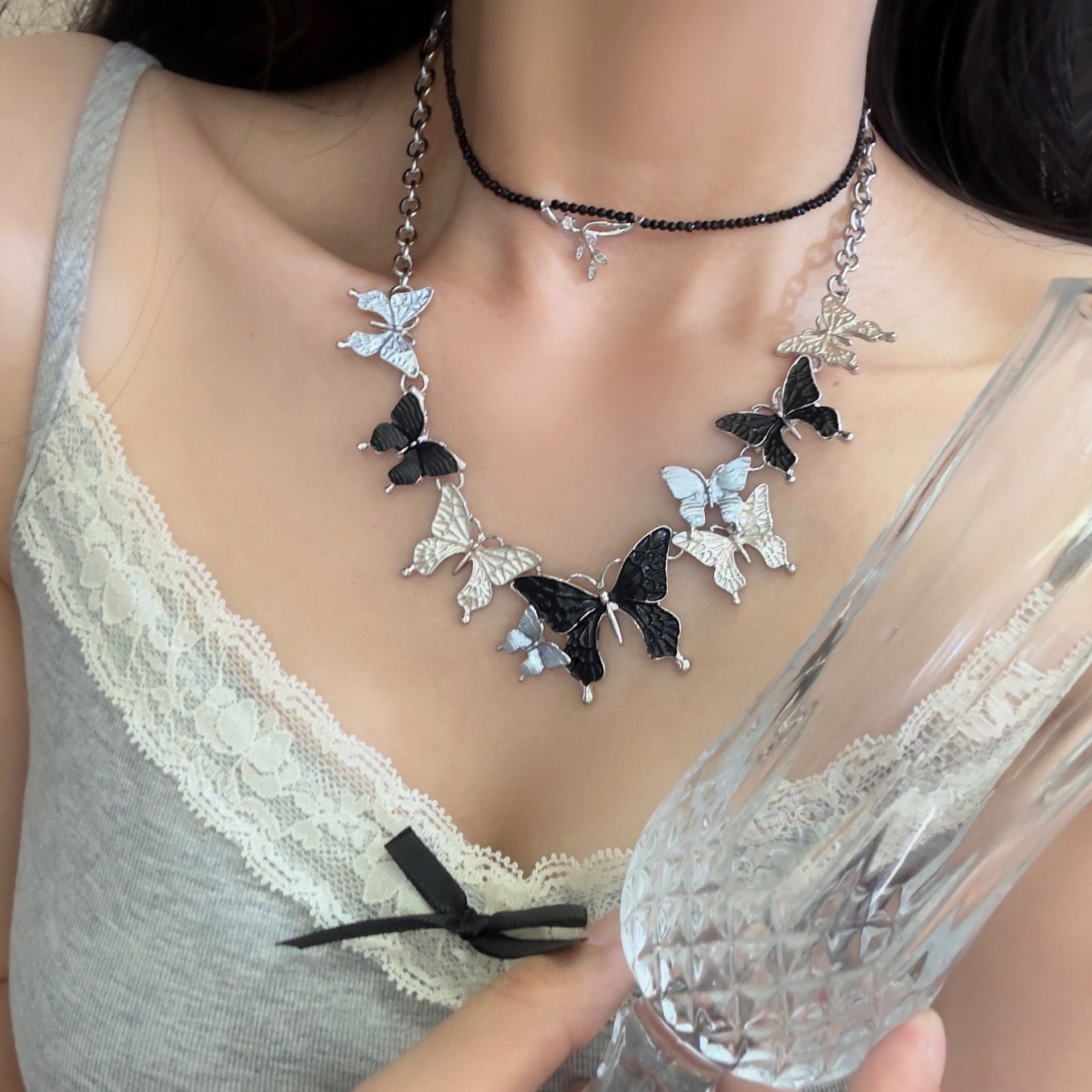 Colorized Butterfly Pendant Alloy Necklace