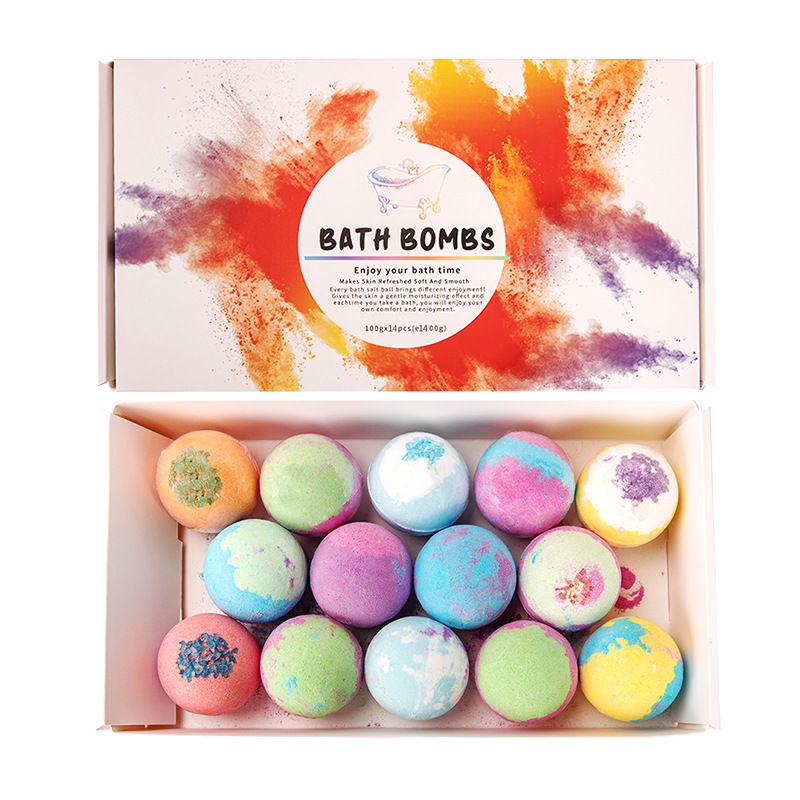 Bath Bombs 14 Pieces Of Explosive Salt Ball Gift Box With Various