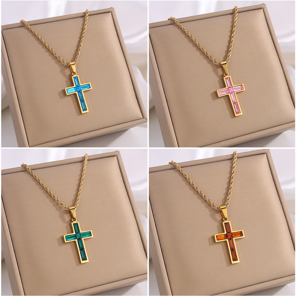 Fashion Jewelry European And American Ing Style Diamond Cross Necklace