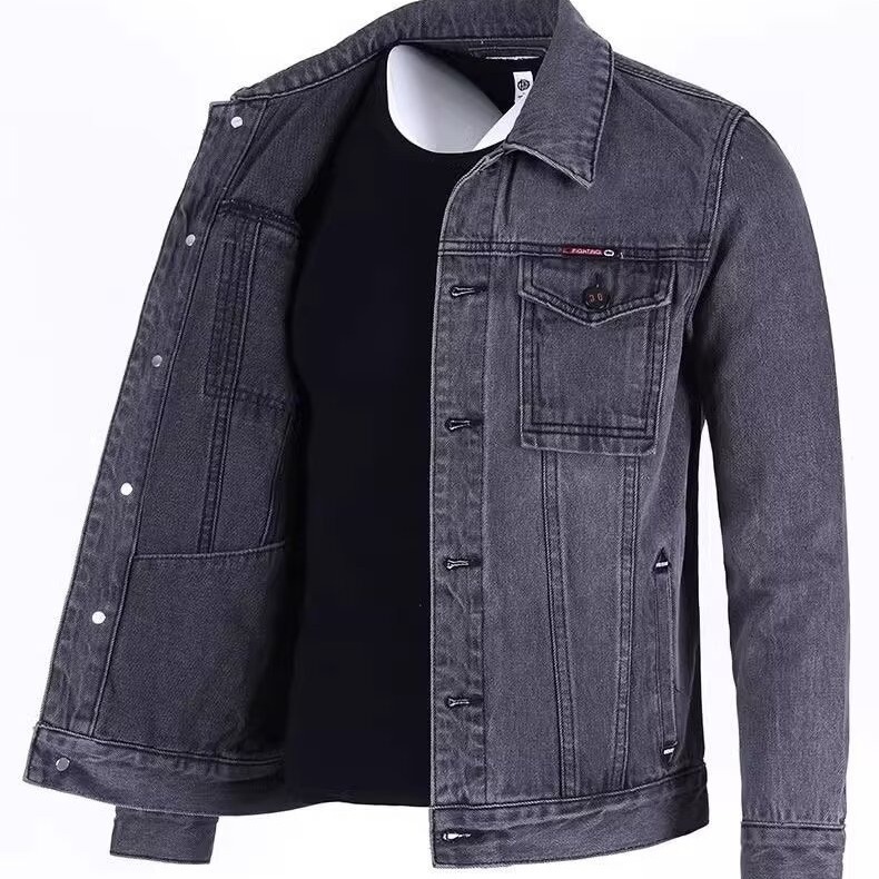 Men's Loose-fitting Workwear Jacket Lapel Denim