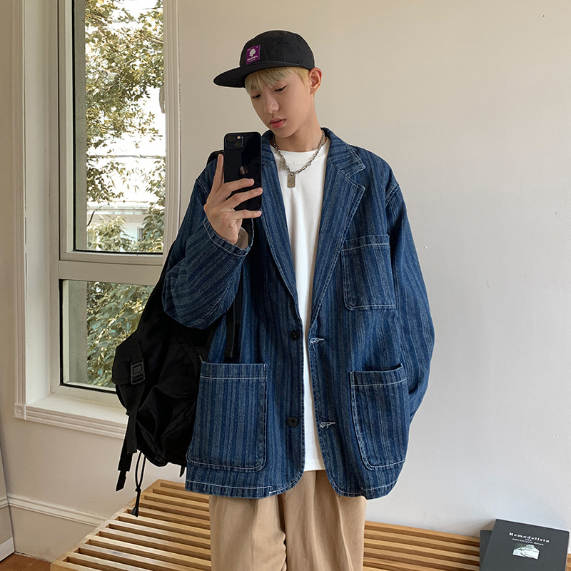 Striped Suit Denim Loose Jacket