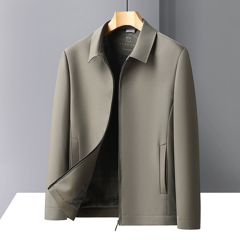 Men's Solid Color Casual Polo Collar Jacket