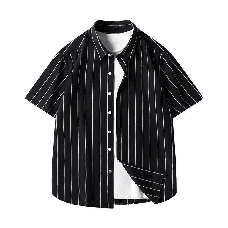 Men's Short-sleeved Shirt Business Striped Casual