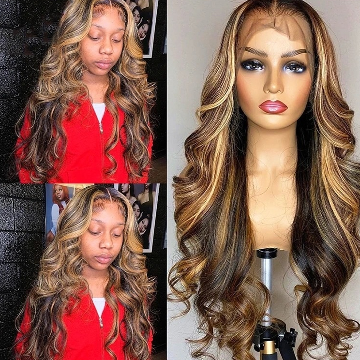 Front Lace Wig 134 Gradient Color Long Curly Head Cover
