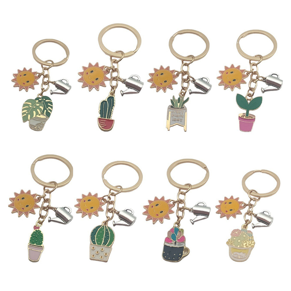 Pastoral Style Cactus Sun Kettle Combination Keychain