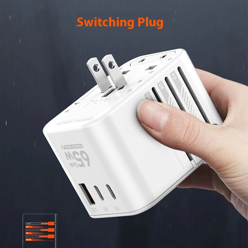 Gallium Nitride PD65W Fast Charging Head Abroad Travel Plug Converter