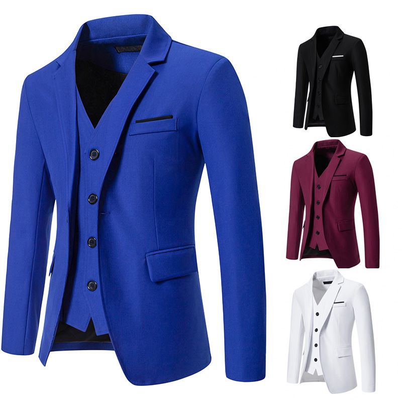 Men's Color Matching Small Suit European And American Fashion Fake Two