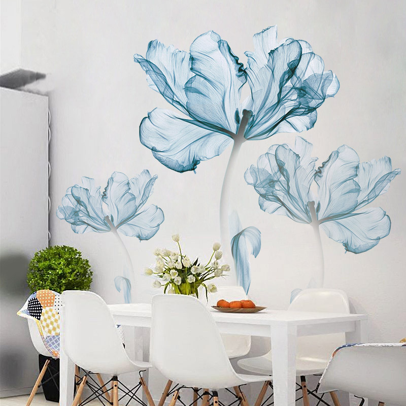 Creative Nordic Blue Flower Wall Stickers
