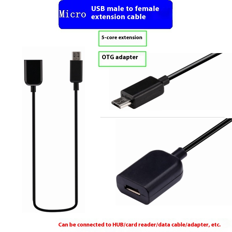 Android MICRO USB Male To Female 5-core Extension Cable