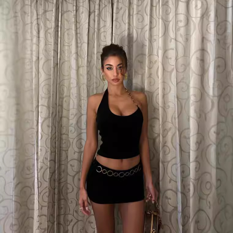 Women's Clothing Fashion Street Style Girl Wear Iron Chain Halter