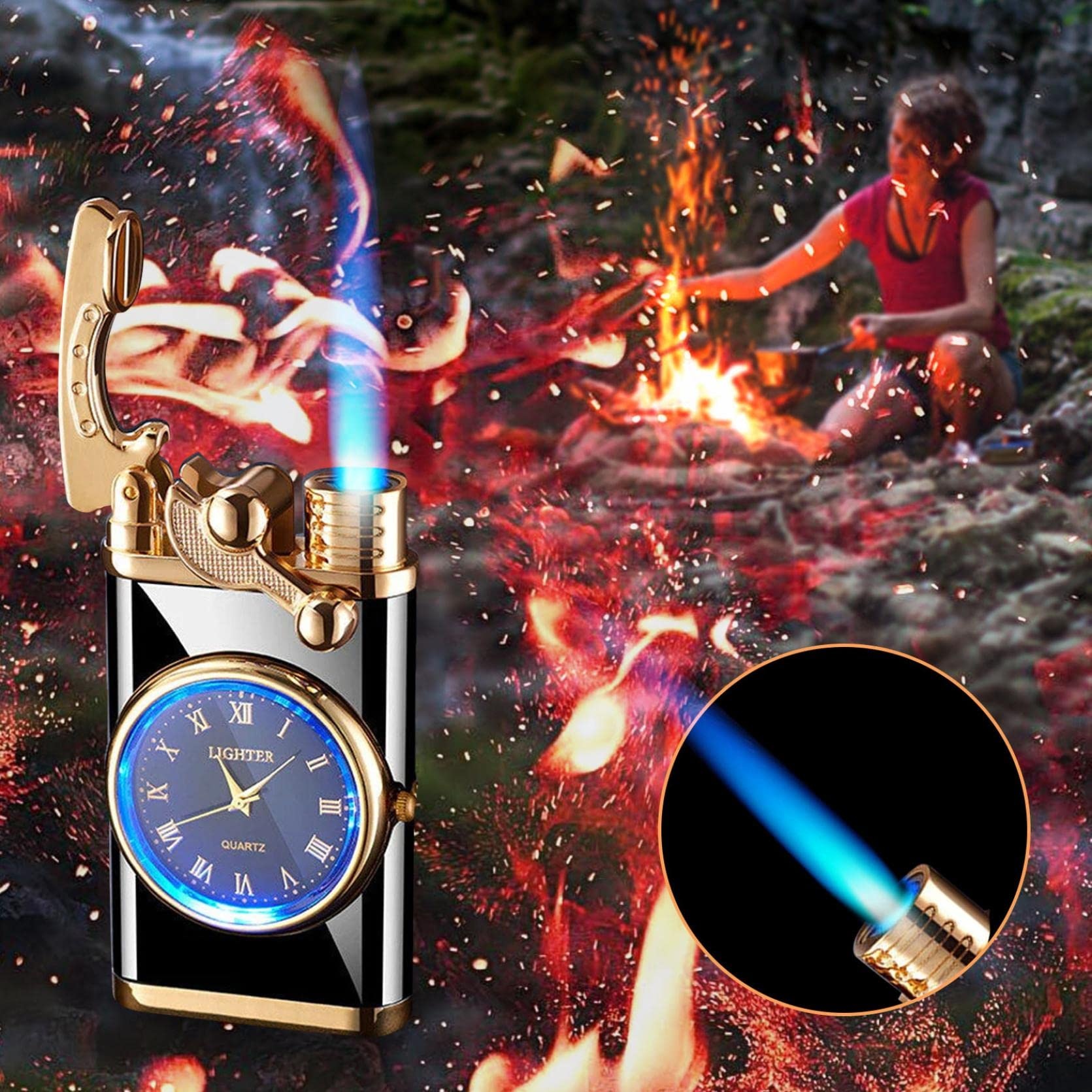 New Lighter With Electric Watch Rocker Arm Automatic Ignition Straight