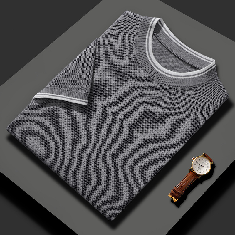 Worsted Wool Mulberry Silk Men's Short Sleeve