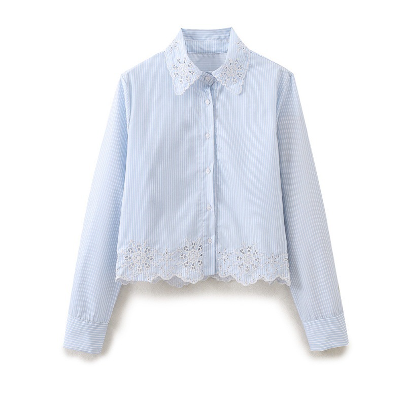 European And American Style Fashion All-match Hollow Embroidered Stripes