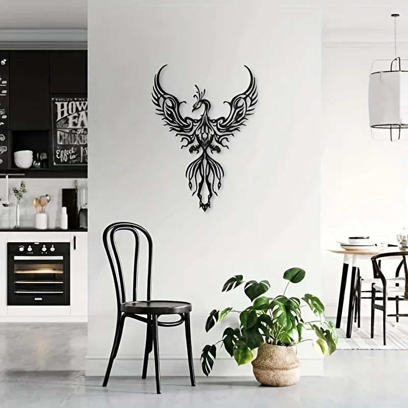 Metal Phoenix Design Hanging Wrought Iron Silhouette Wall Decorations