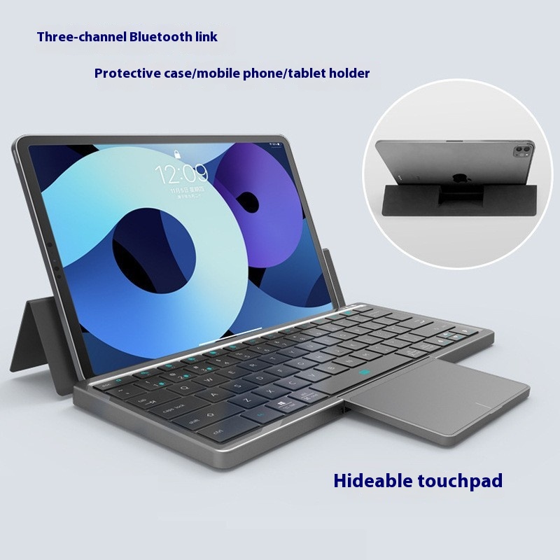 Three-in-one Wireless BLUETOOTH Touch Pad Keyboard Leather Sheath Stand