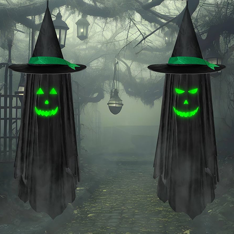 Halloween Ghost Festival Party Luminous Wizard Hat Pendant Outdoor Yard