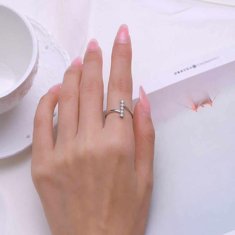 Sterling Silver Inlaid Zircon Ring For Women