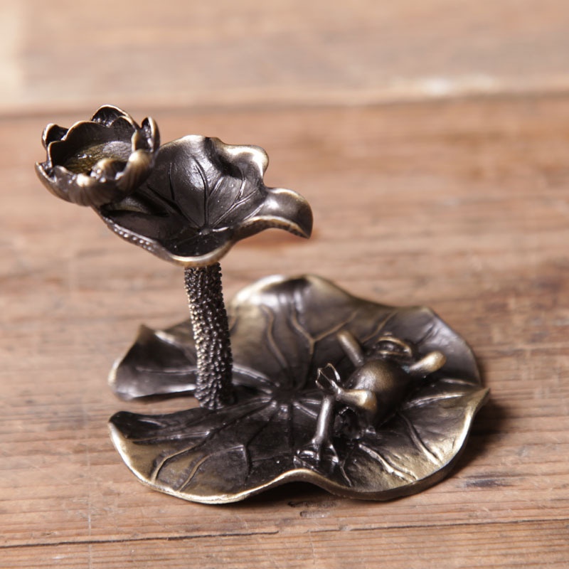 Pure Yellow Copper Incense Burner Home Indoor Office Backflow Lotus