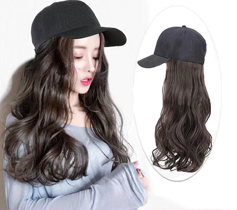 Hat Wig Ladies Long Hair One Big Wave Curly Headgear Fashion With Net