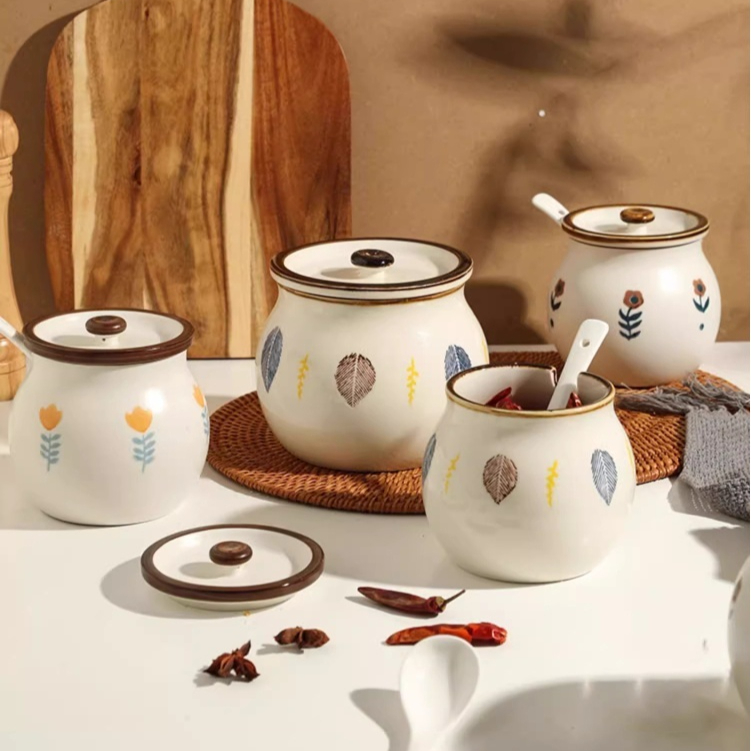 Retro Lard Jar Ceramic High Temperature Resistant Seasoning