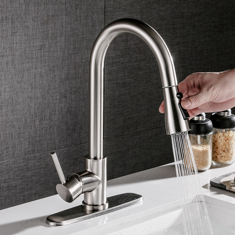 Pull-out And Cold Household Kitchen Dishwashing Brushed Copper Sink