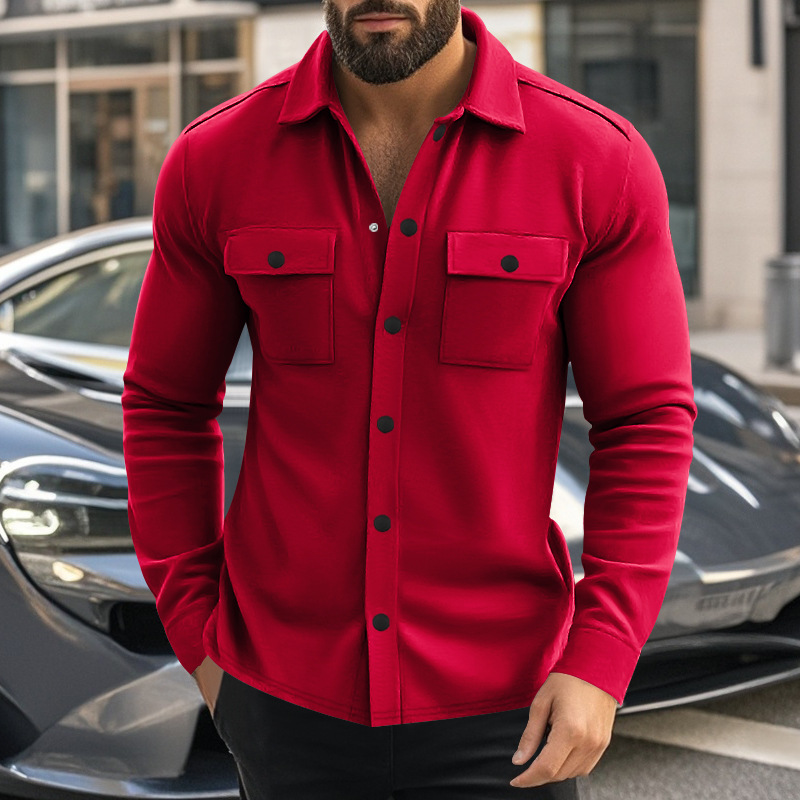 Men's Lapel Multi-pocket Single-breasted Jacket