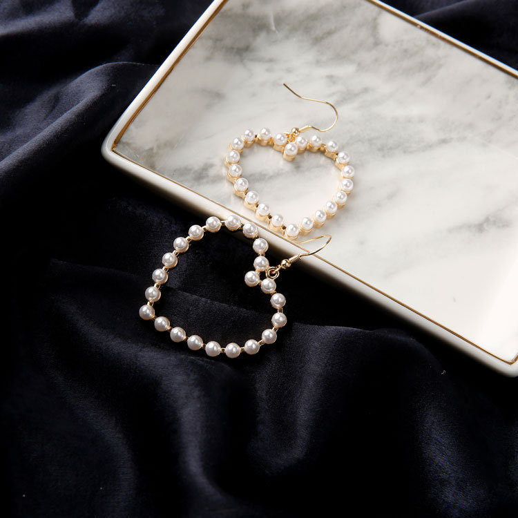 Cute Peach Heart Pierced Pearl Earrings