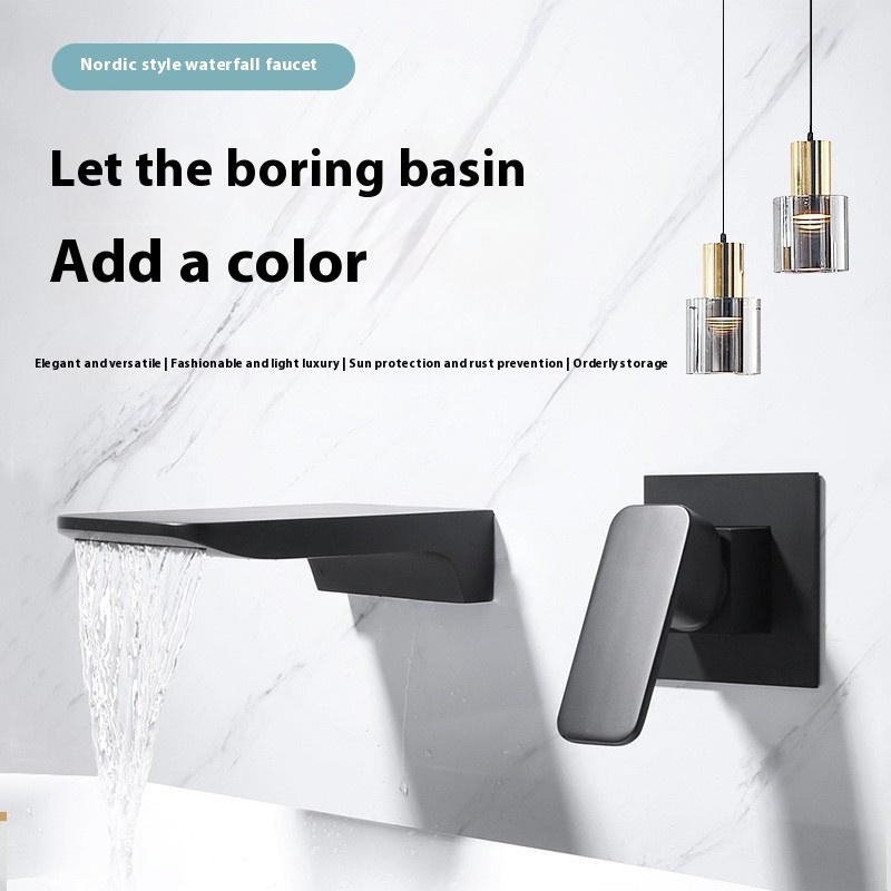 All Copper Nordic And Cold Water Waterfall Concealed Wall Basin Faucet