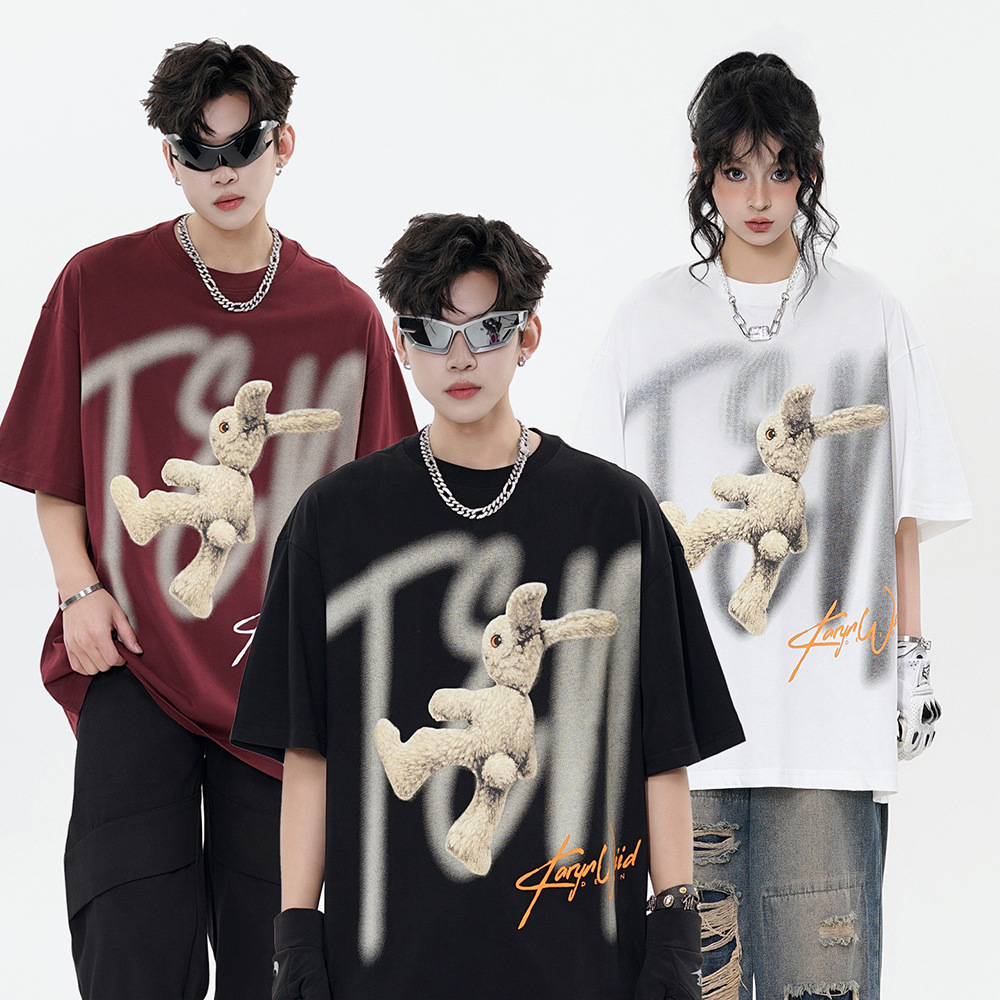Rabbit Printed Cotton Loose For Men And Women
