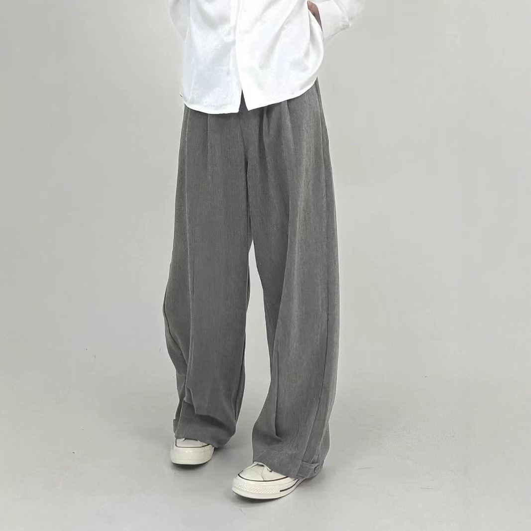 Casual Men's Suit Pants Draping Effect Straight-through Loose Wide-leg