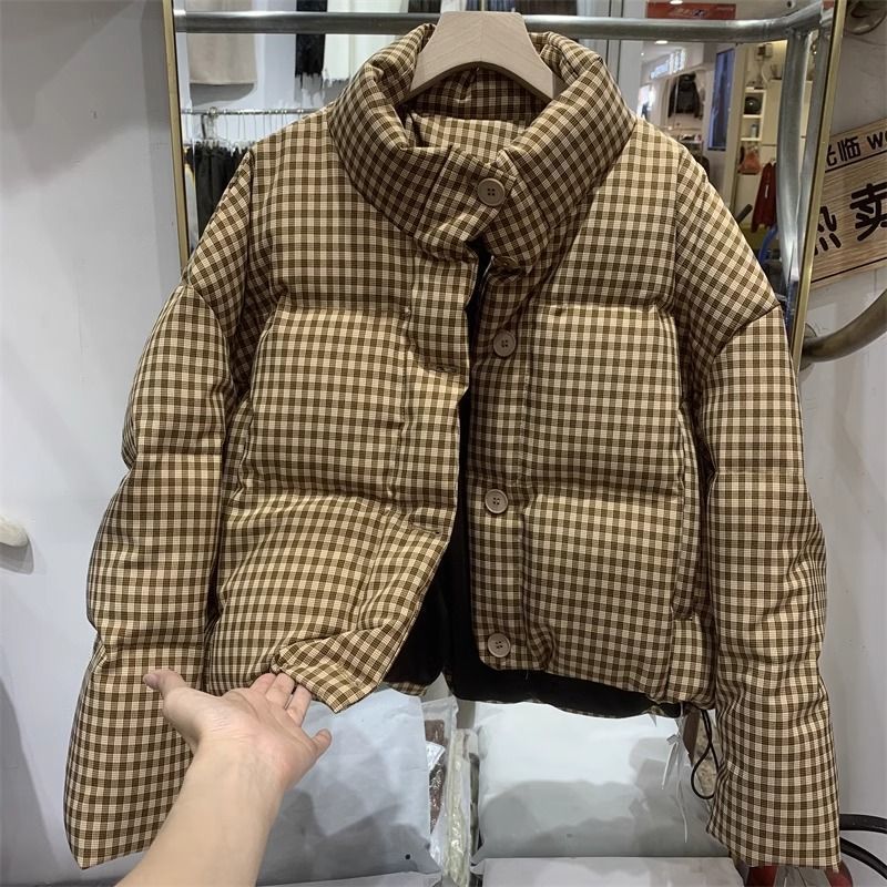 Thickened Puffer Jacket High Waist Cropped Cotton