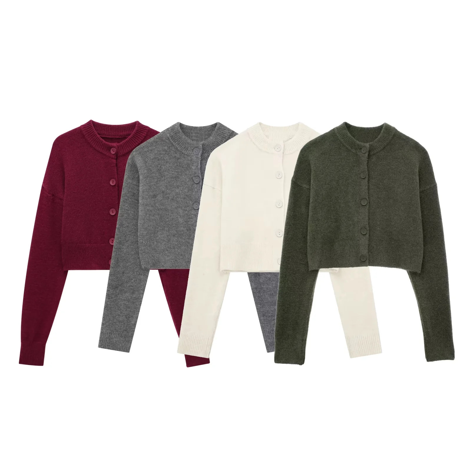 Women's Fashion Temperament Decorated Row Button Knitted Cardigan Coat