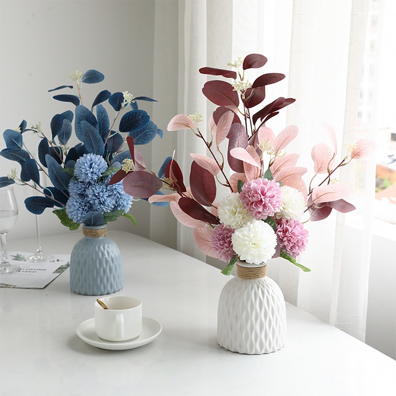Home Decoration Essential Eucalyptus Leaves Chrysanthemum Bouquet