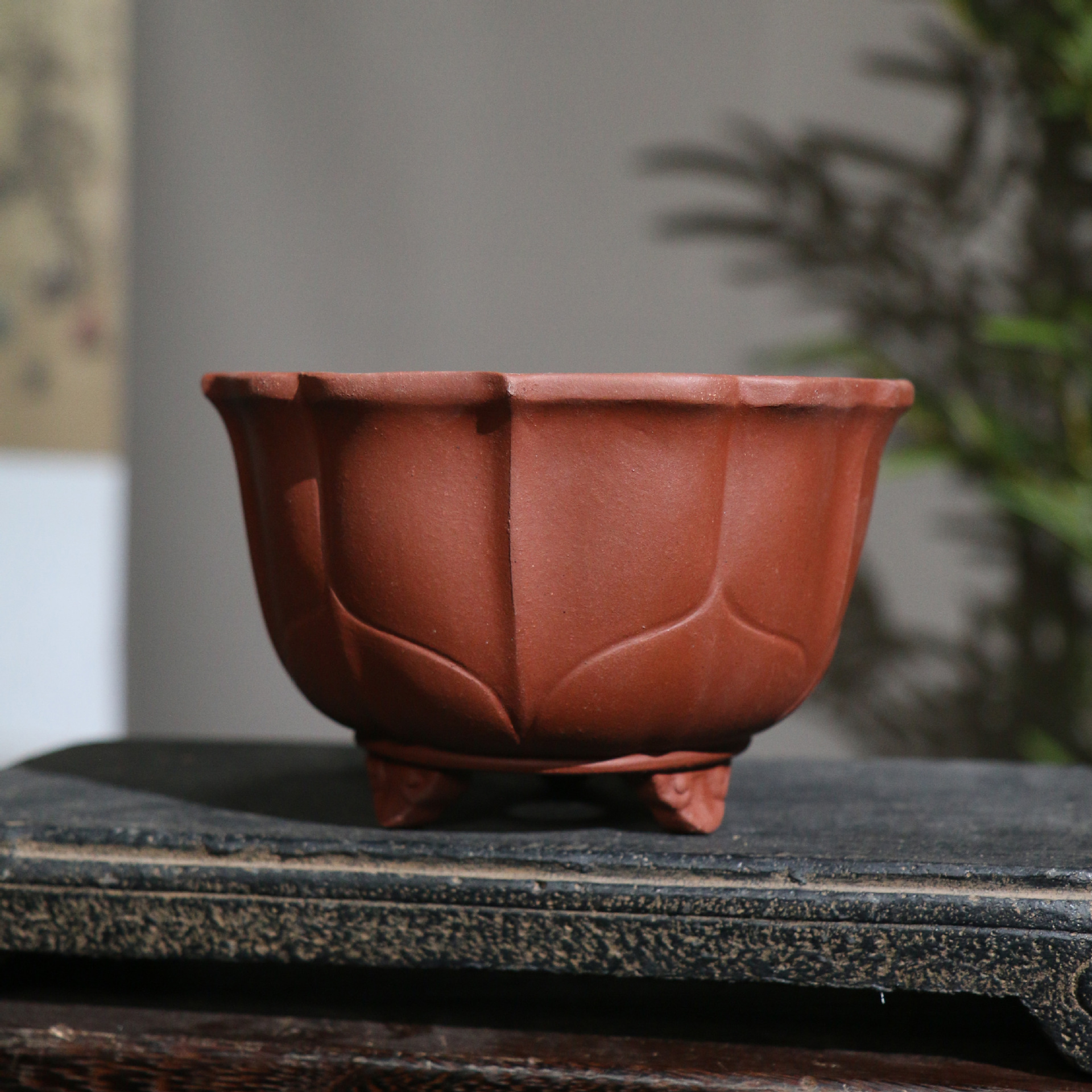 Purple Sand Flower Pot Lotus-shaped Zen Round
