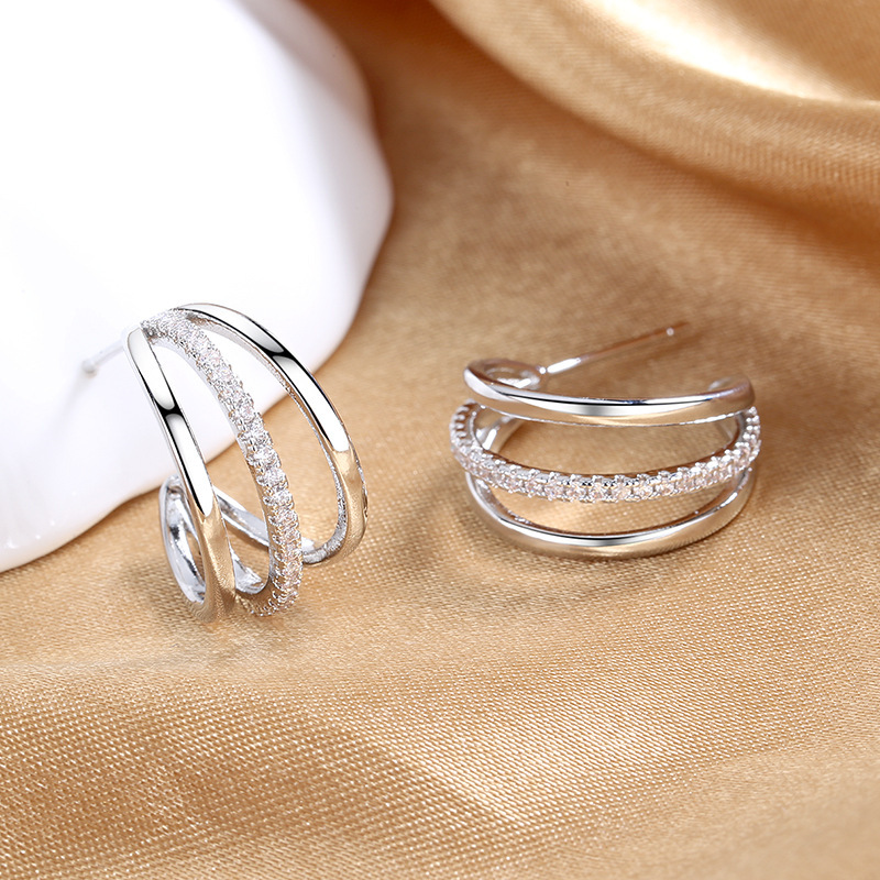 New Style Diamond Plated Metal Earrings Popular