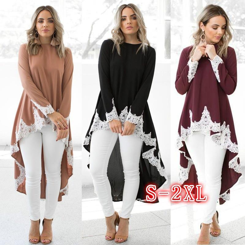 Long Skirt Irregular Lace Stitching Sleeve Dress