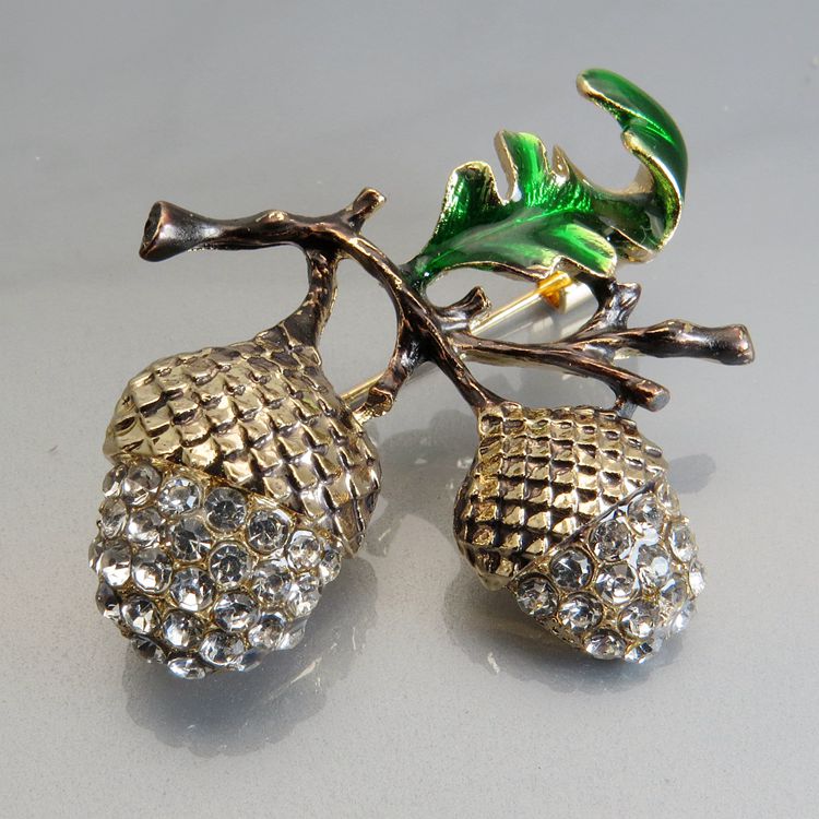Hazelnut Pine Cone Brooch