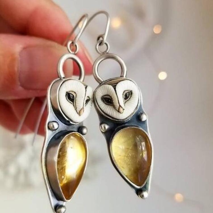 Personality Owl Cat's Eye Resin Vintage Women's Fashion Special-interest