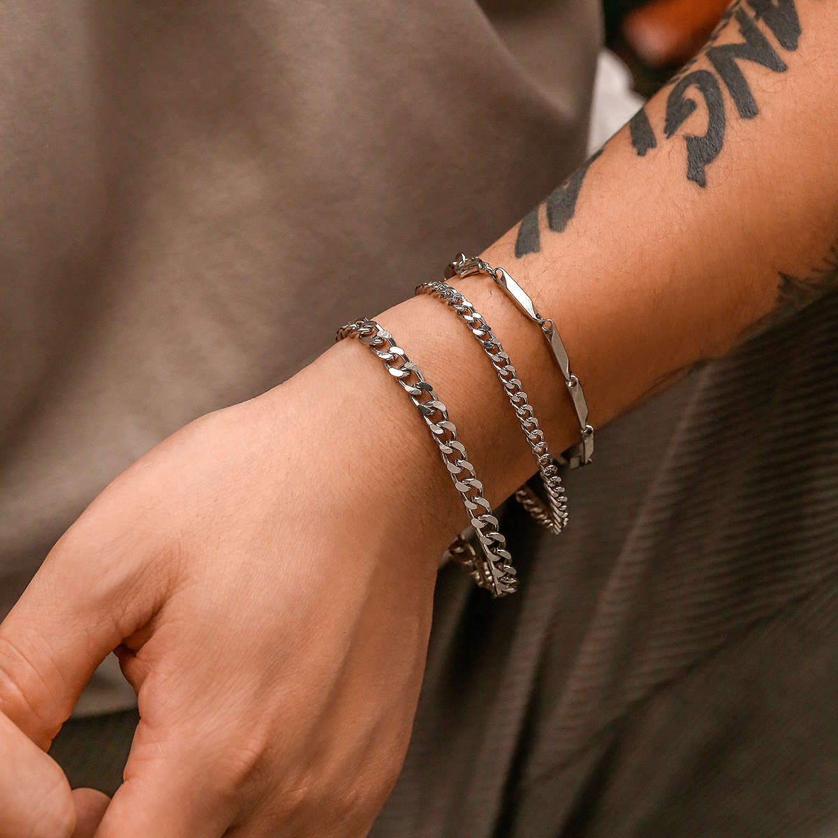 Multi-layer Hip Hop Stainless Steel Bracelet For Men