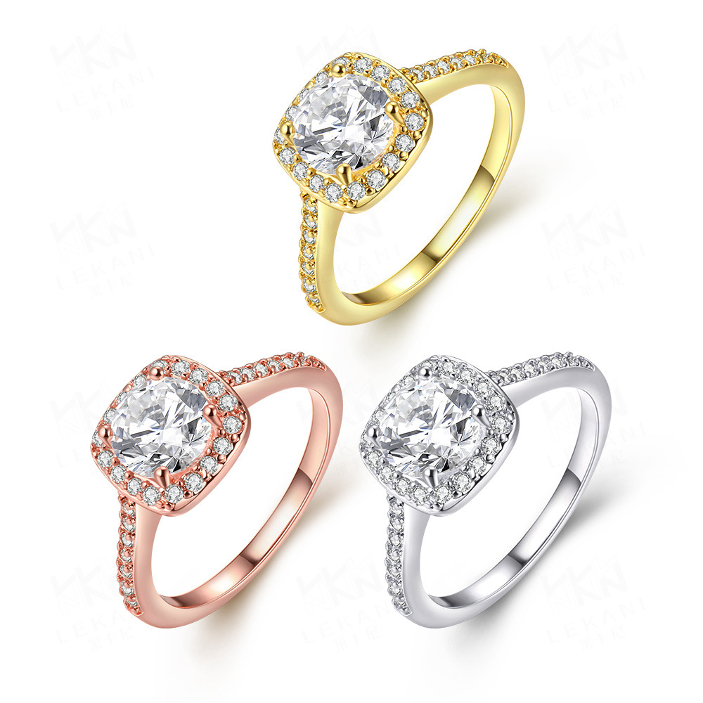 Rose Gold Ring Women European And American Fashion Zircon Diamond