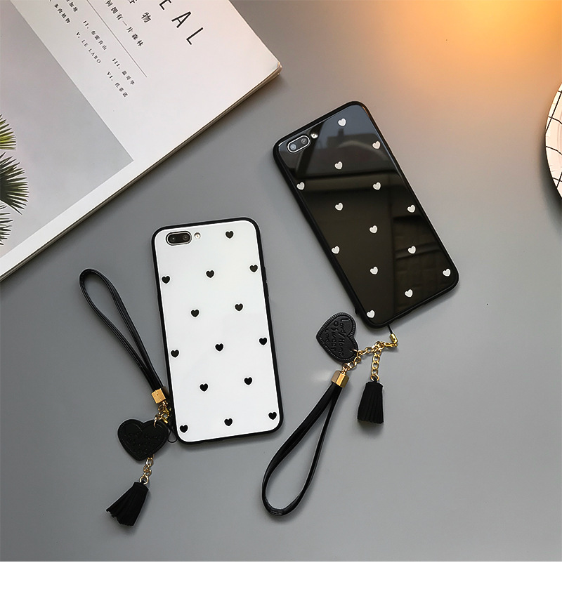 Compatible With Apple Love Dot Mobile Phone Case Lanyard Glass