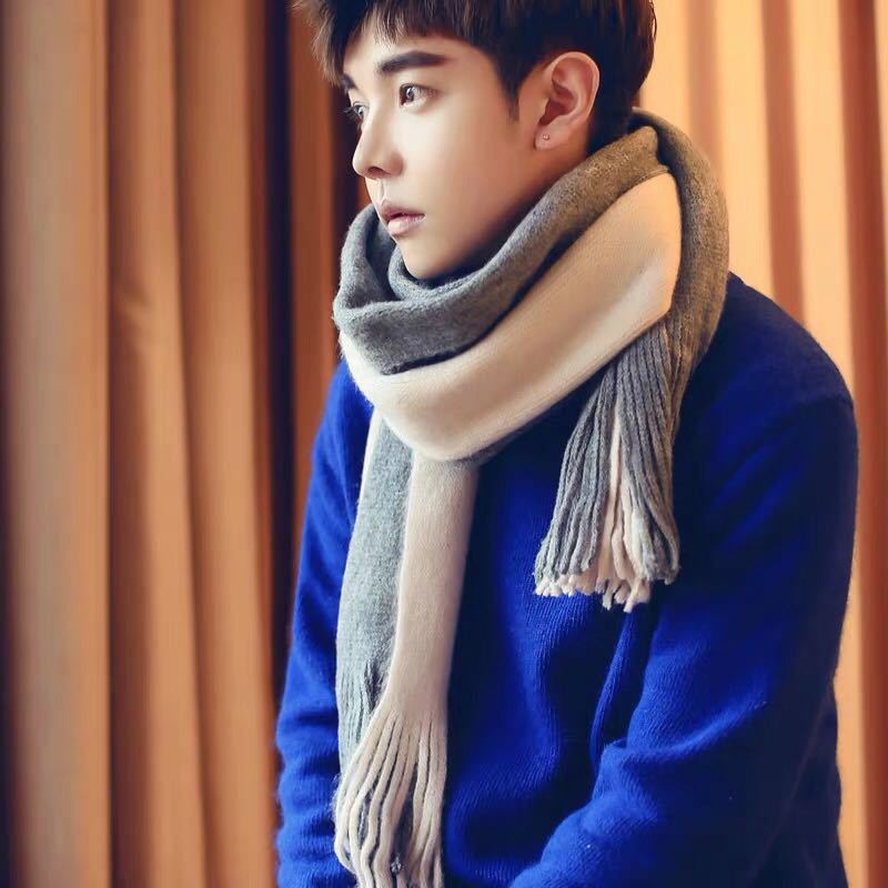 Men's And Women's Korean-style Cashmere Color Matching Scarf Solid Shawl