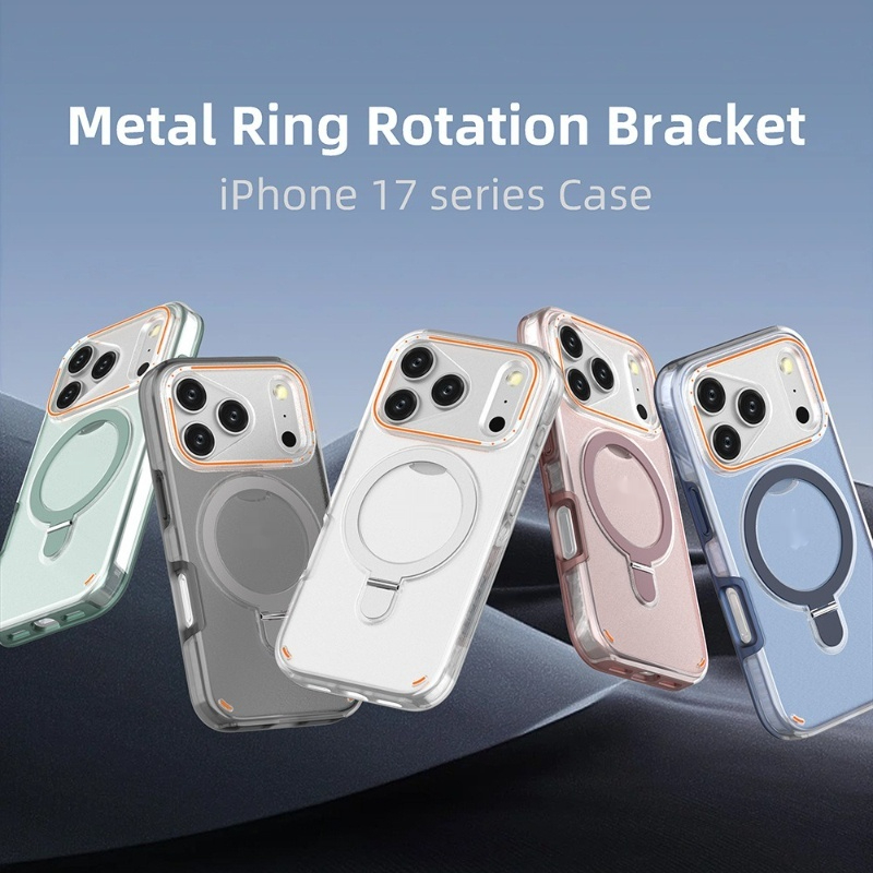 360 Rotation Stand Holder Magnetic Matte Phone Case For I-phone 17 Pro