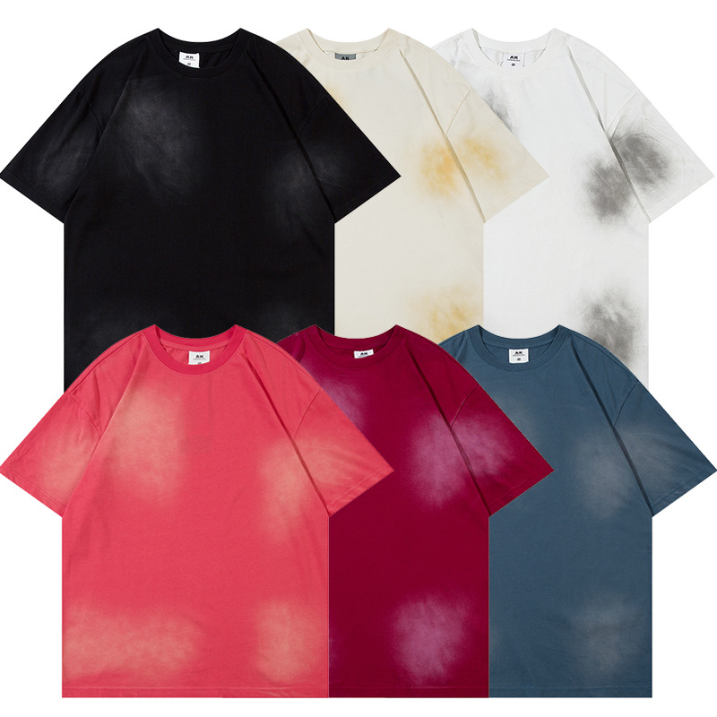 Wash Water Spray Painting Old Short Sleeve Men