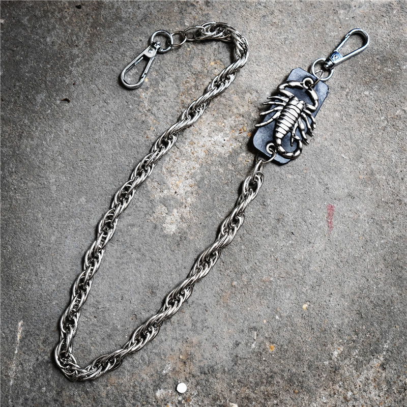 Scorpion Thick Straps Metal Phants Zipper Waist Chain