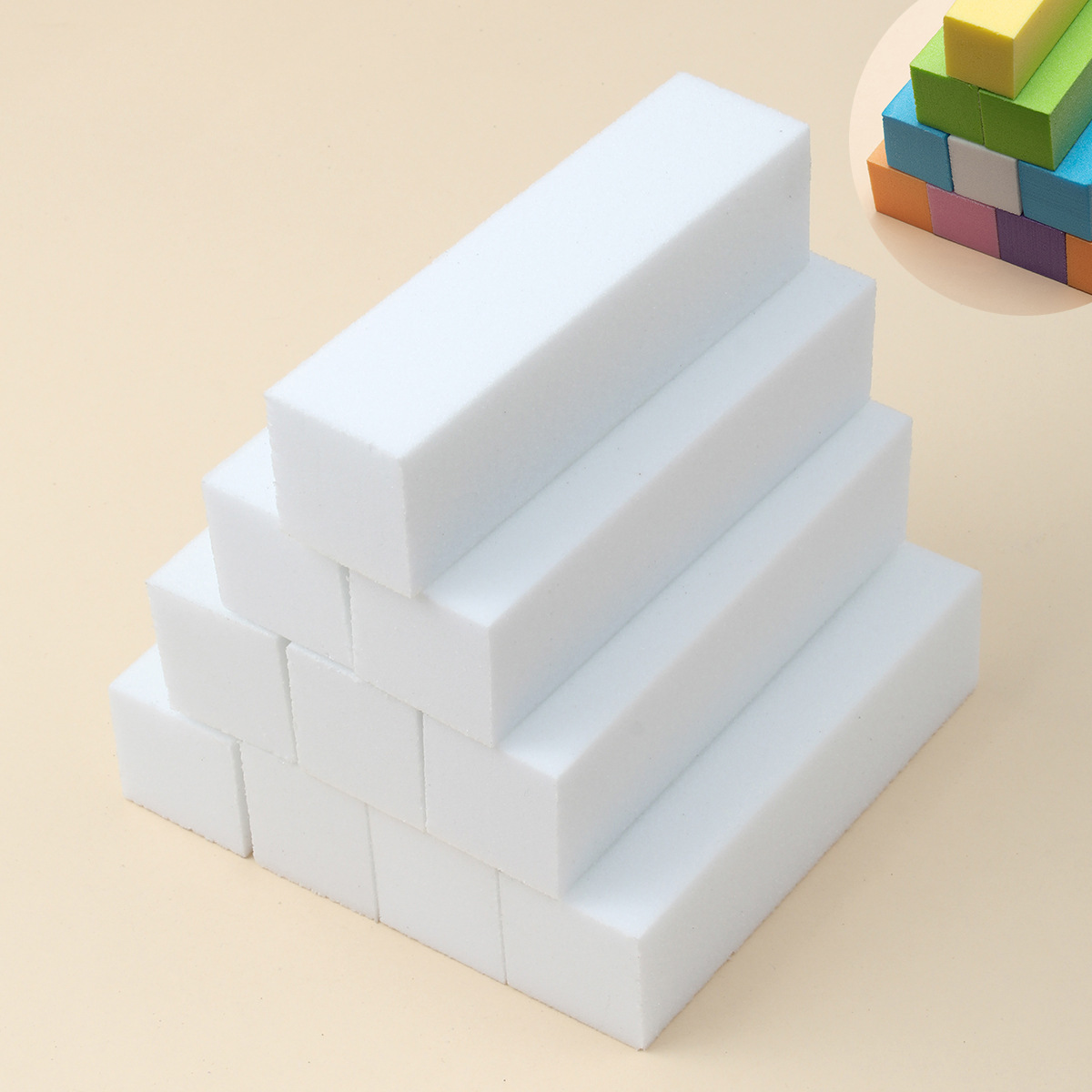 Nail White Tofu Block Color High Foaming Four Sides Grinding