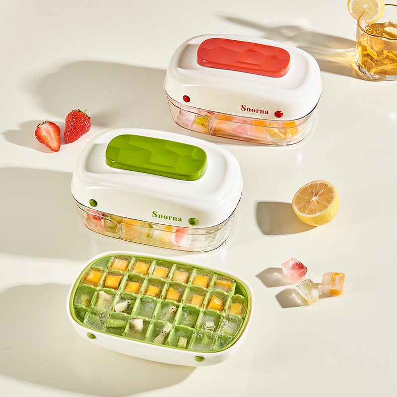 32 Grids Ice Tray Mold Box With Lid Plastic Storage Easily Removable DIY