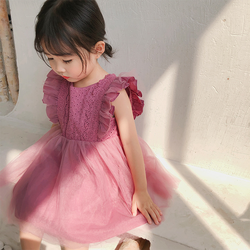 New Children's Puffy Lace Vest Dress