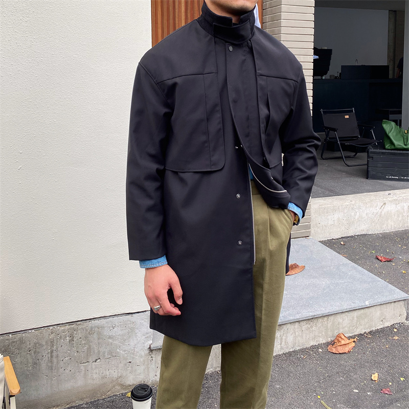 Men's Gentleman Fitted Mid-length Windbreaker Jacket