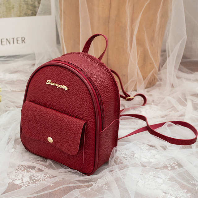Fashion Women Shoulders Small Backpack Letter Purse Mobile Phone Simple